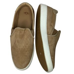 UGG Australia Shoes Tan/Gold Suede Leather Jass Sneakers Slip On Women Sz 10